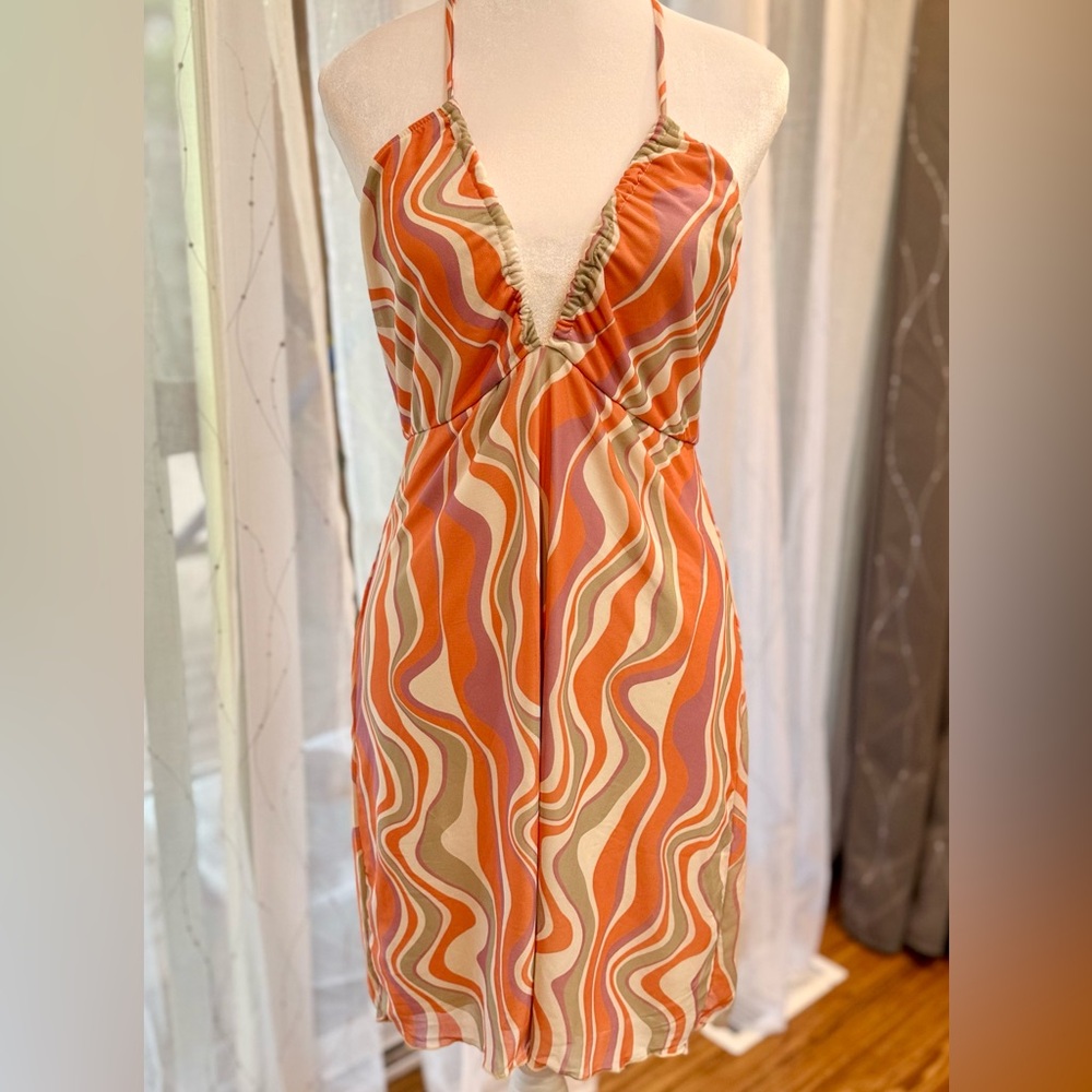 NWT Show Me Your Mumu Outgoing Mini Dress Wavy Striped Size M *FLAW* - Picture 1 of 11
